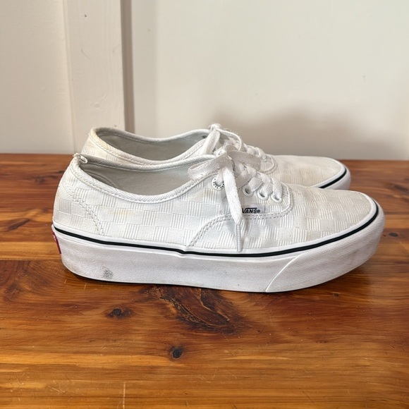 Vans Authentic Platform Tonal Check True White Sneakers - Picture 3 of 8